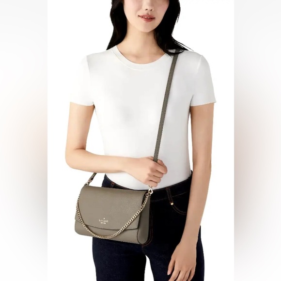 New Kate Spade Laurel Way Greer Crossbody Leather Thunder Cloud - Picture 3 of 4